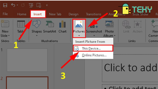 Cách các hình ảnh vui nhộn chèn vào powerpoint bằng thanh Ribbon