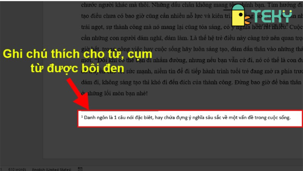 Hướng dẫn cách tạo chú thích đơn giản trong word