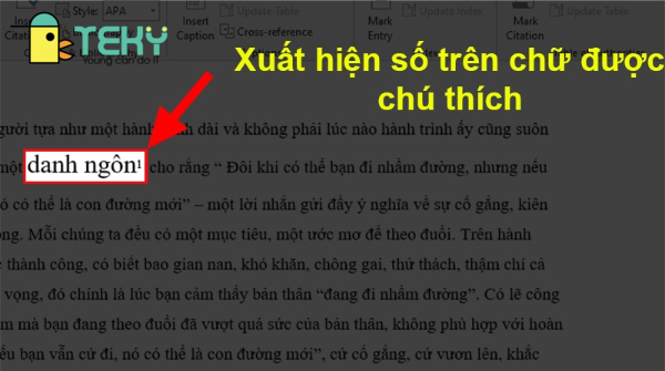 Hình ảnh xuất hiện chữ số trên chữ được chú thích