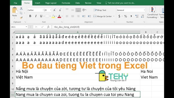 Tạo hàm VBA bỏ dấu trong Excel