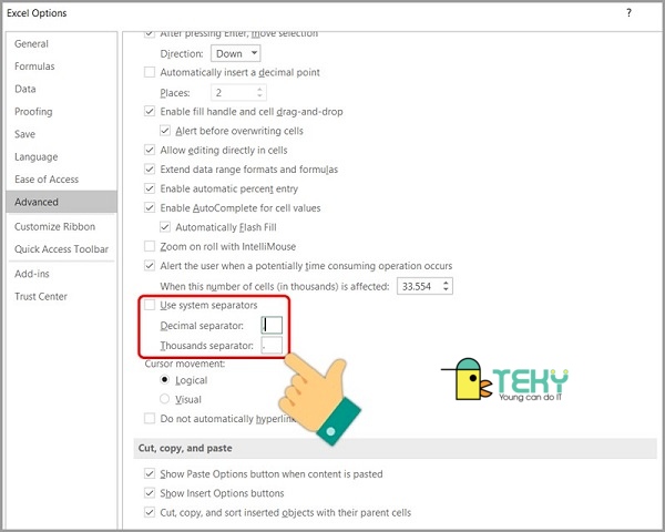 Cách thay dấu phẩy thành dấu chấm trong Excel 