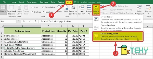 Cách cố định cột đầu tiên trong bảng Excel