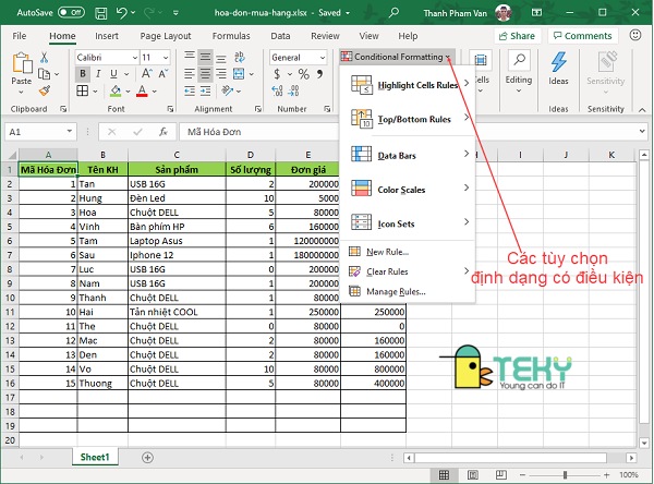 Cách lọc trùng trong Excel với quy tắc định dạng có điều kiện nâng cao 