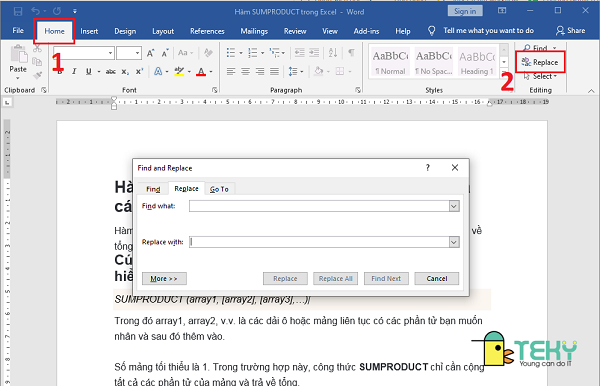 Cách thay thế từ trong Word trên máy Windows