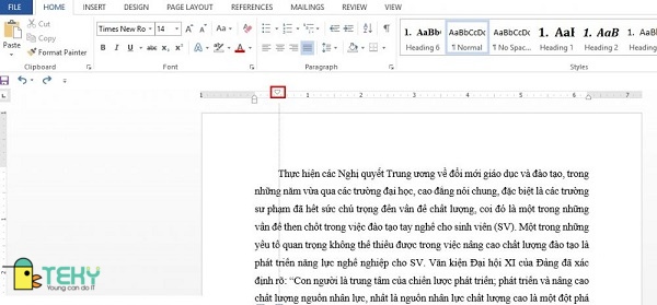 Cách lùi đầu dòng trong word bằng Tab