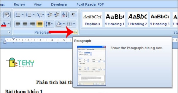 Cách thụt đầu dòng trong word bằng cách sử dụng Paragraph