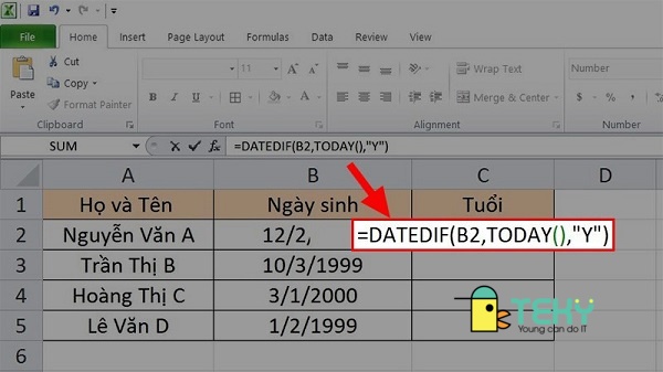 Tính tuổi trong Excel đơn giản bằng hàm DATEDIF