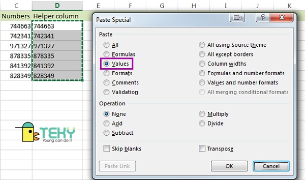 Cách chuyển đổi định dạng chữ sang số trong Excel bằng Paste Special