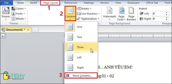 Cách chia văn bản thành 2 cột trong word 2010