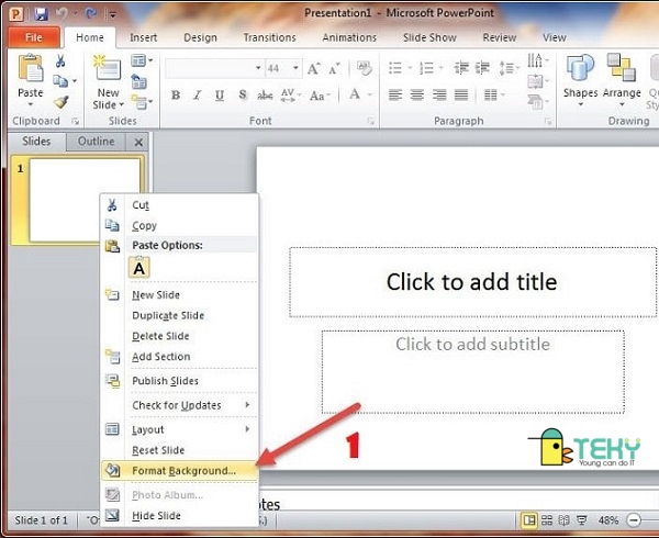 Cách thay nền powerpoint bằng công cụ Format