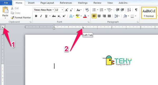 Cách đặt tab trong word 