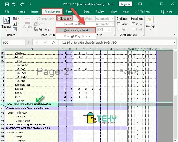 Ngắt trang hoặc chia trang trong Excel theo hàng (ngắt trang nằm ngang)