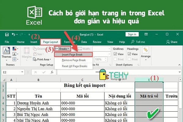 Cách bỏ chia trang trong Excel