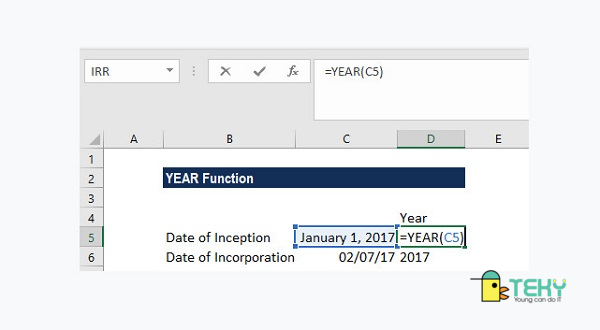 Hàm lấy tháng năm trong Excel