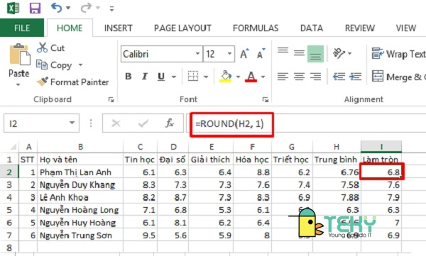Cách sử dụng Round trong Excel