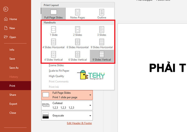 Cách in slide trong powerpoint 