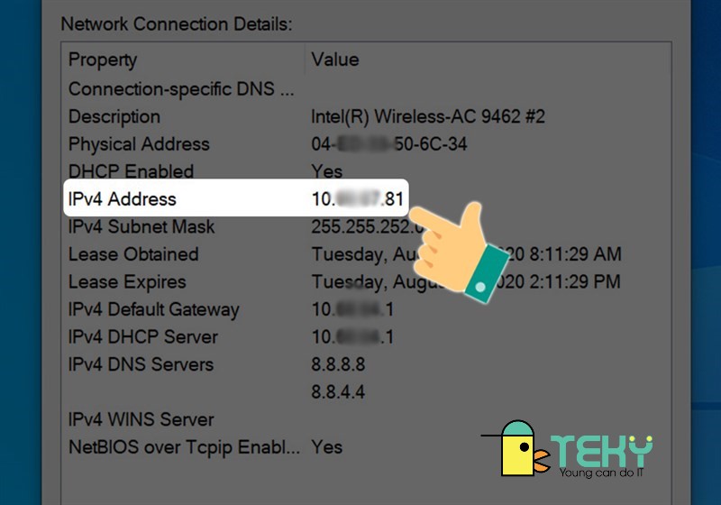 Kiểm tra ip máy tính