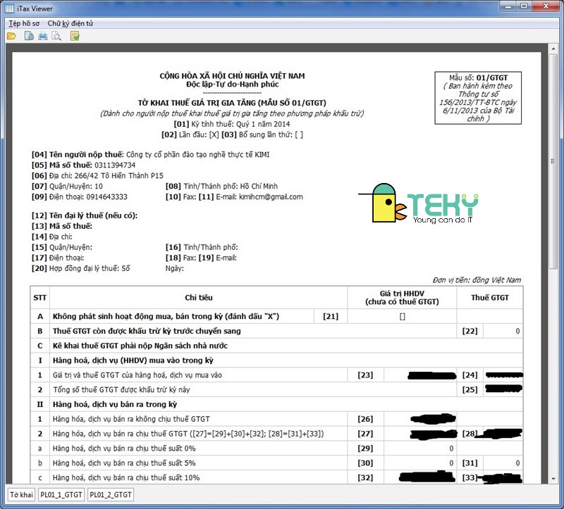 Phần mềm đọc tờ khai xml