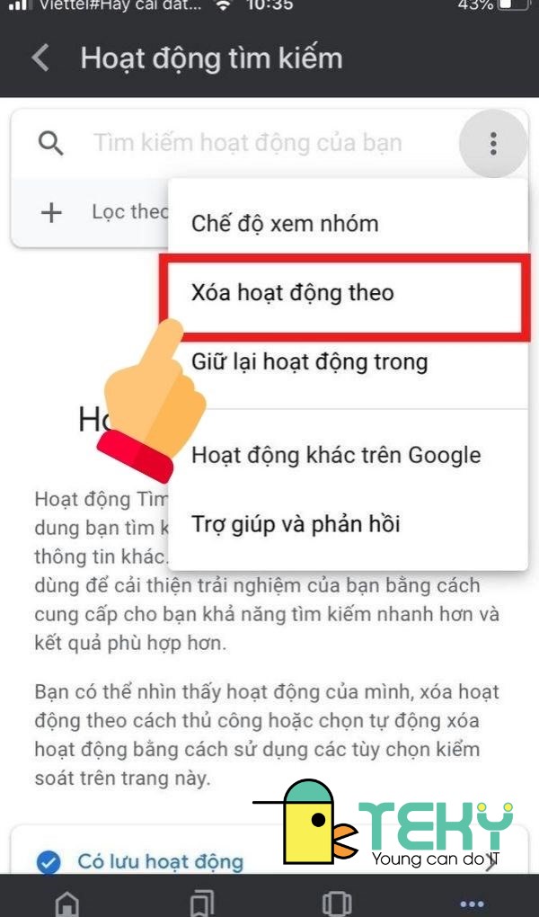 Xóa lịch sử tìm kiếm gần đây