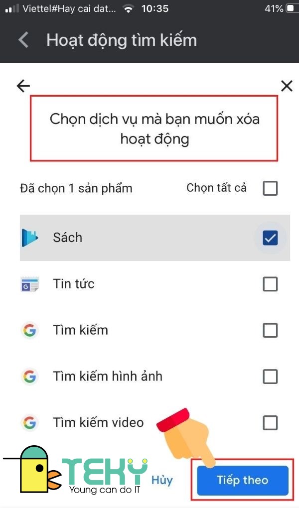 Xóa lịch sử tìm kiếm gần đây