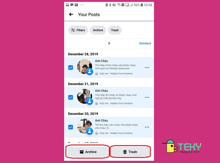 cách xóa bài viết trên facebook