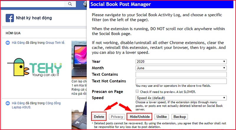 cách xóa bài viết trên facebook