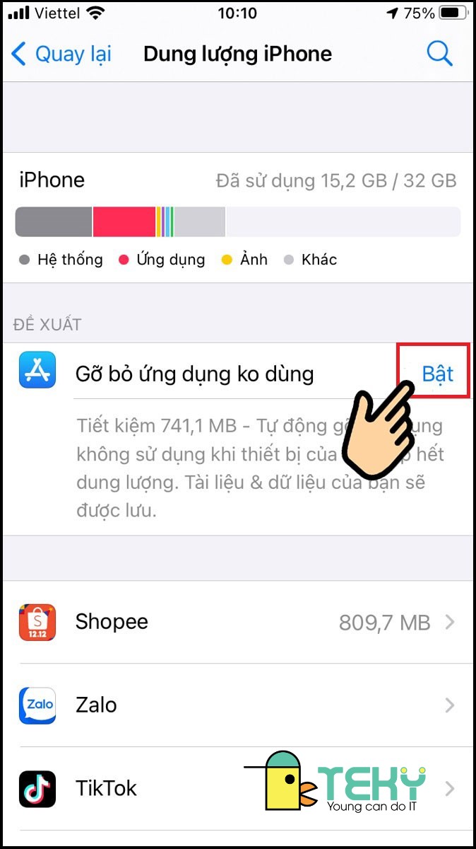 Cách xóa dung lượng khác trên iphone