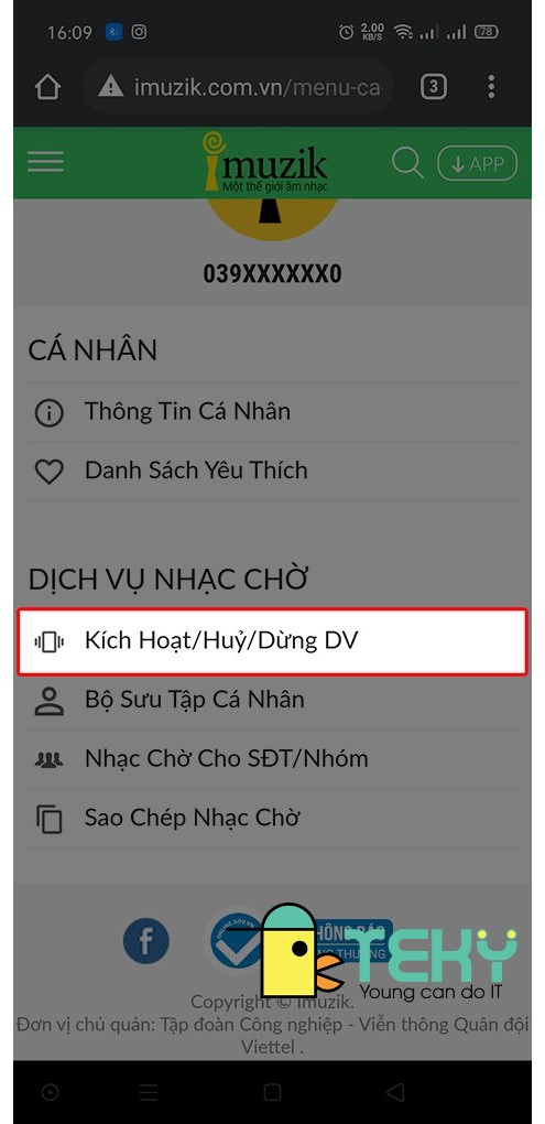 Hủy nhạc chờ viettel 