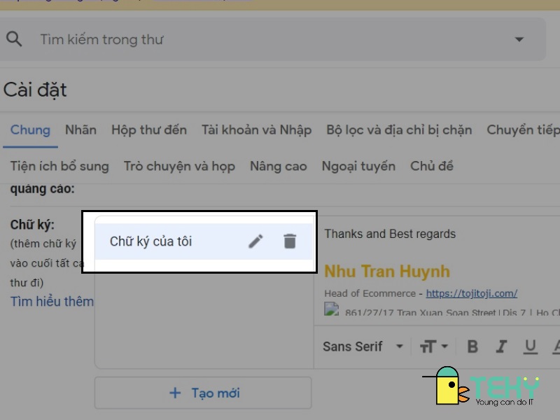 Tạo chữ ký gmail