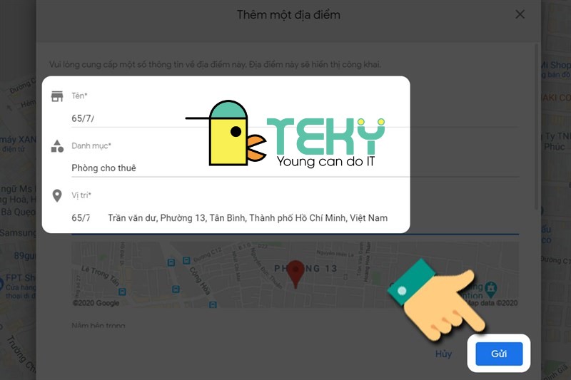 Tạo địa điểm trên google map siêu đơn giản tại Teky