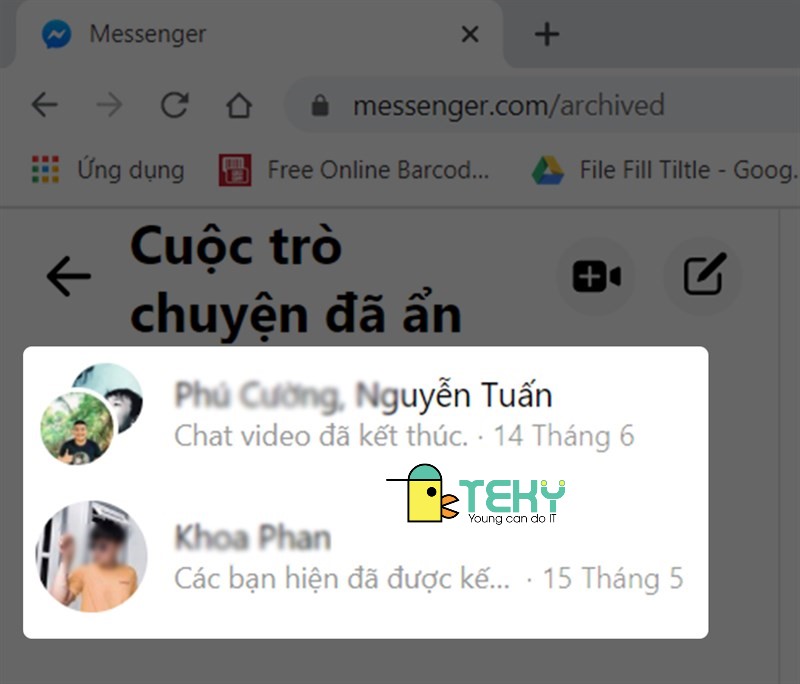 Cách xem tin nhắn lưu trữ trên messenger