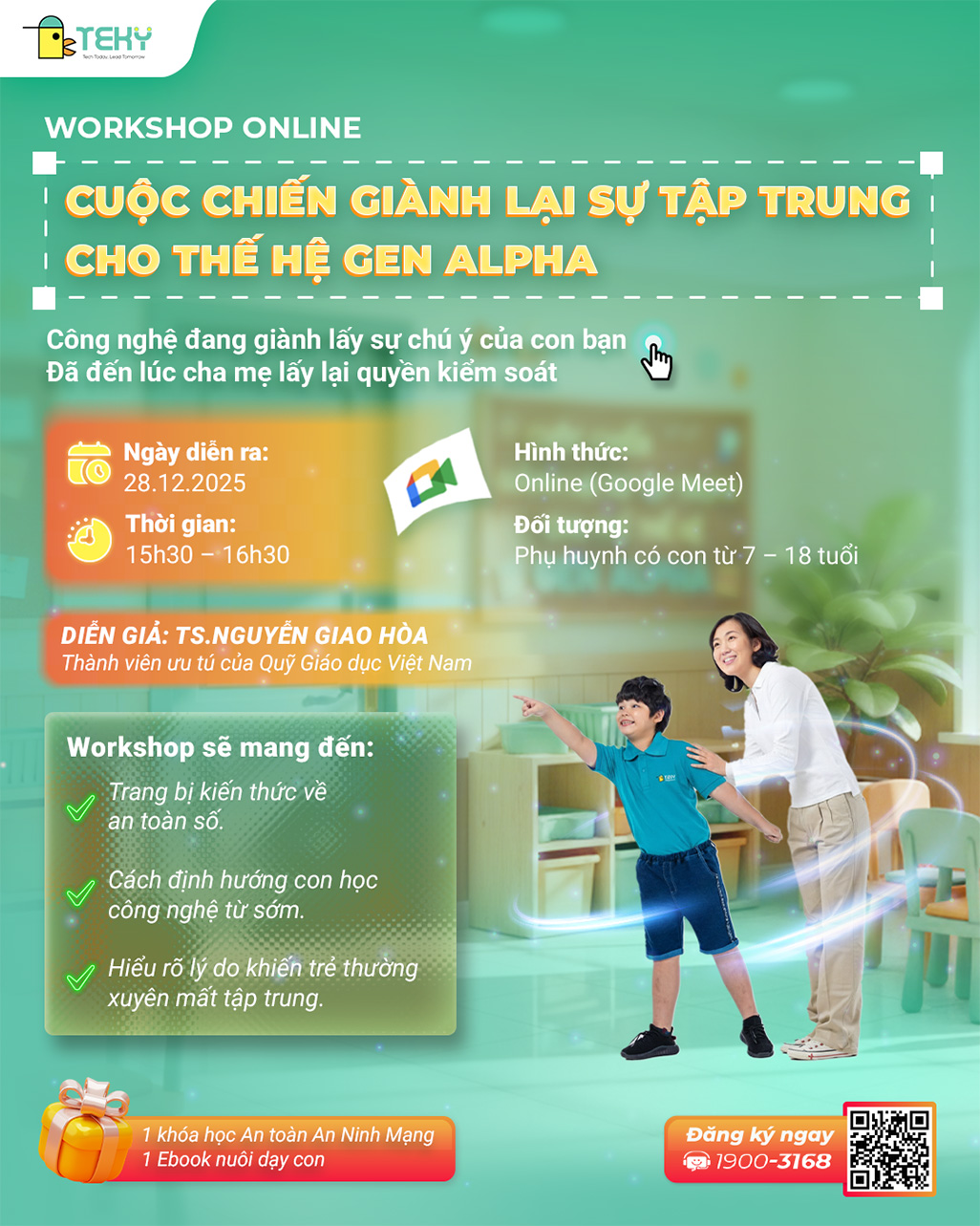 WORKSHOP ONLINE: Cách giúp con tập trung học tập cho thế hệ Gen Alpha