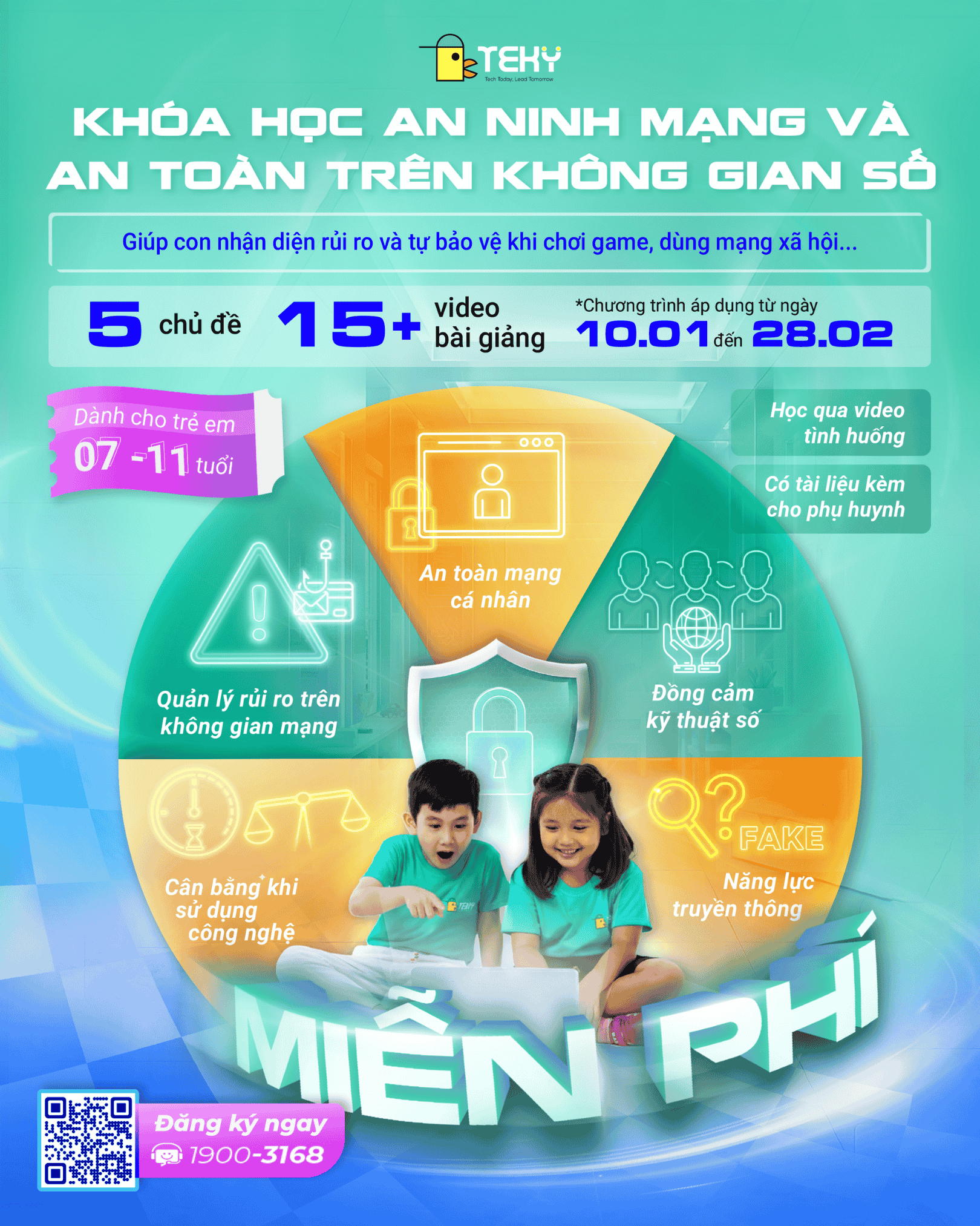 Khóa học An ninh mạng và An toàn trên không gian số cho trẻ 7 - 11 tuổi