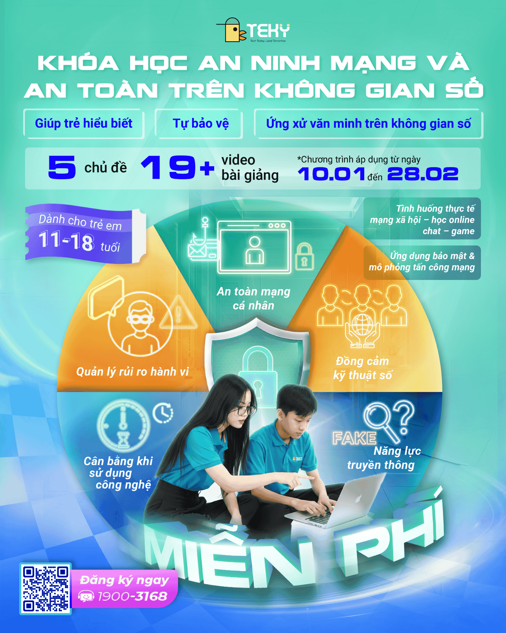 Khóa học An ninh mạng và An toàn trên không gian số cho trẻ 11 - 18 tuổi