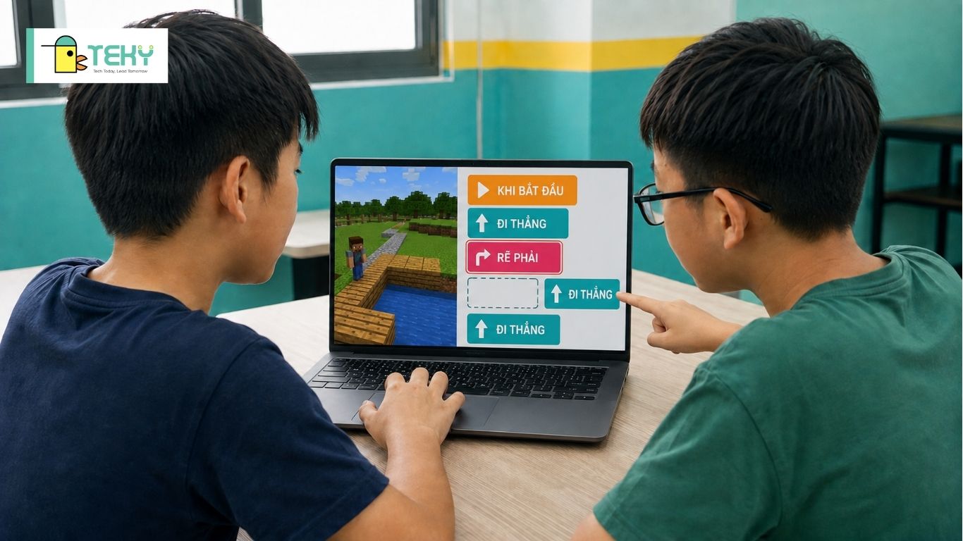 Hai bạn học viên cùng chỉnh sửa câu lệnh
