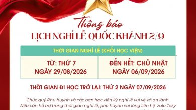 Lịch nghỉ 2/9 khối học viện Teky