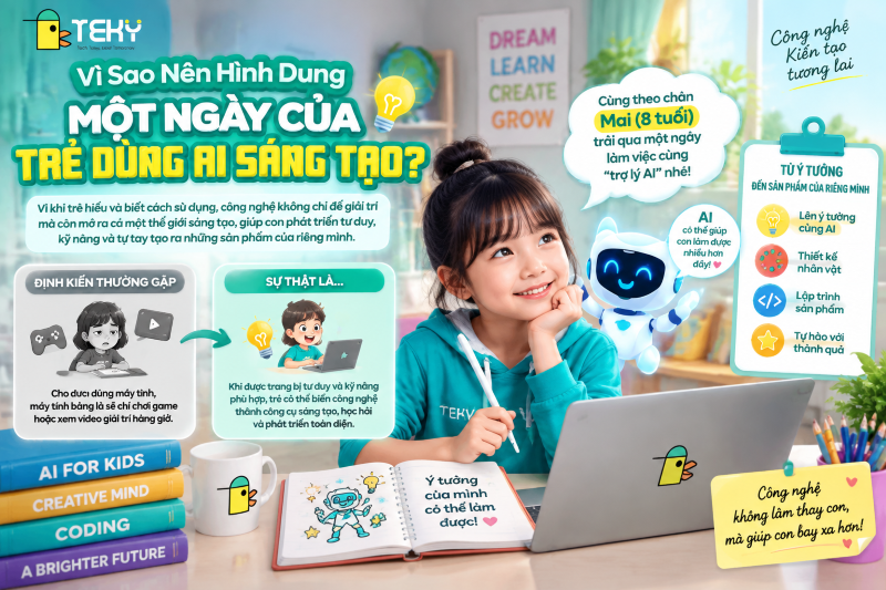 Vì Sao Nên Hình Dung Một Ngày Của Trẻ Dùng AI Sáng Tạo?
