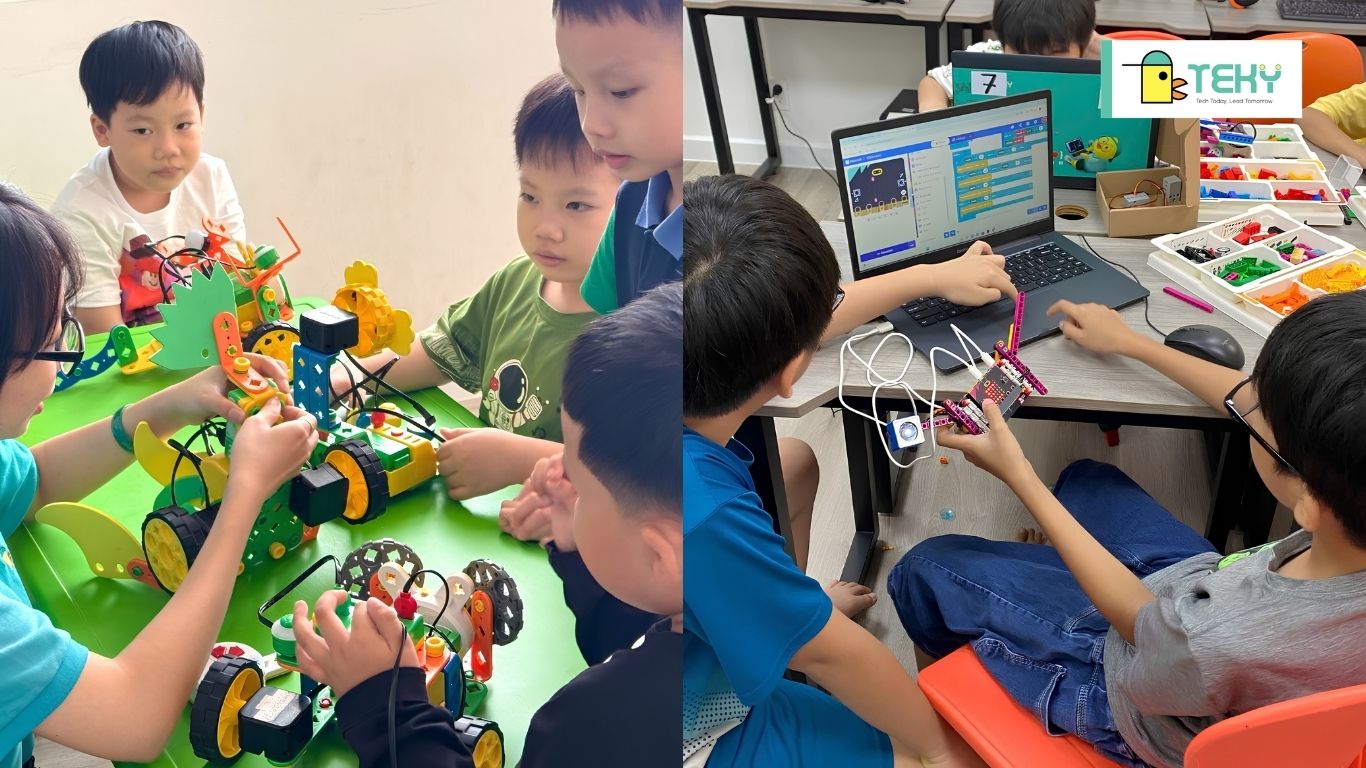 Học viên TEKY thực hành lắp ráp và lập trình robotics