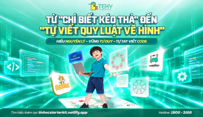 Từ "Chỉ Biết Kéo Thả" Đến "Tự Viết Quy Luật Vẽ Hình": Bước Chuyển Tư Duy Khi Ôn Tin Học Trẻ