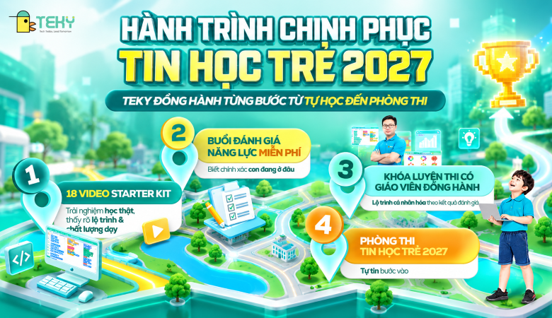 Hành Trình Chinh Phục Tin Học Trẻ 2027: 4 Bước Từ Tự Học Đến Phòng Thi Cùng TEKY